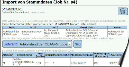 integrierter Import von DATANORM Dateien und Excel Dateien ... manuelles Einpflegen der Stammdaten ist nicht notwendig