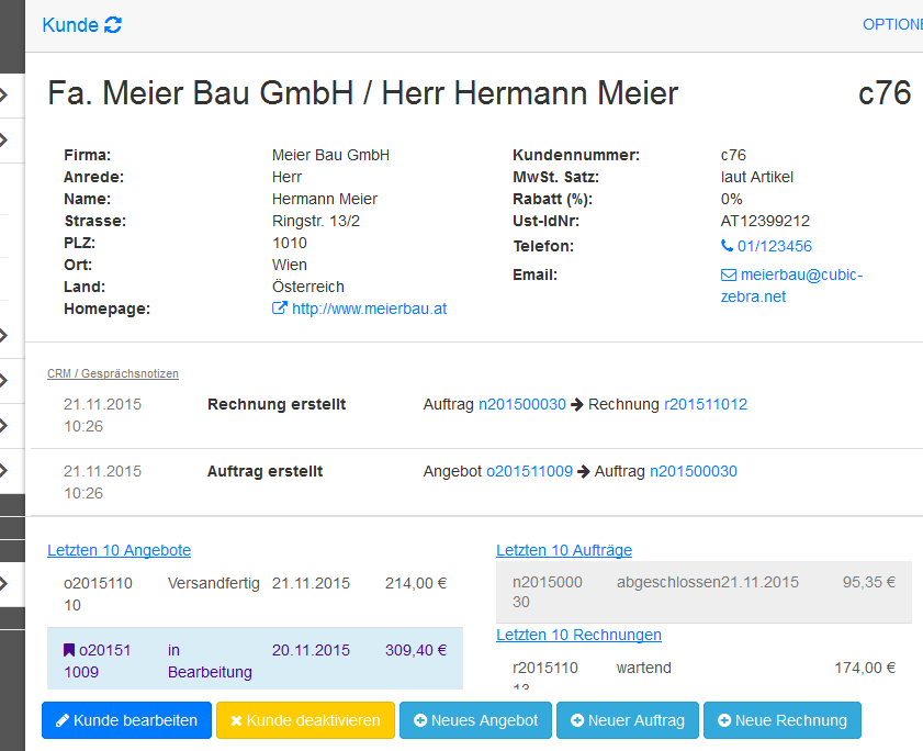 design2budget CRM und Kundenverwaltung